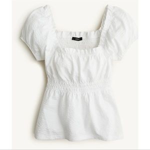 J. Crew White Puff Sleeve Blouse